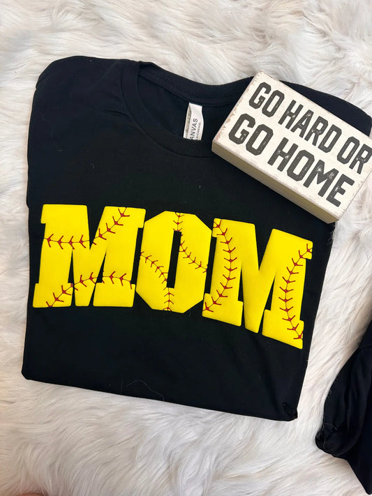 Softball Mom Puff Print Graphic T