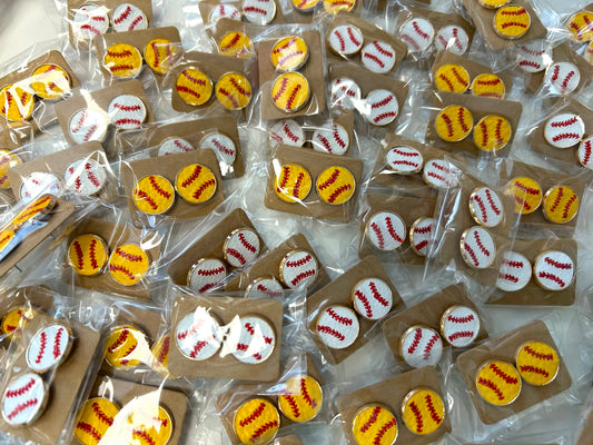 🥎Softball Leather Stud Earrings🥎 : Softball