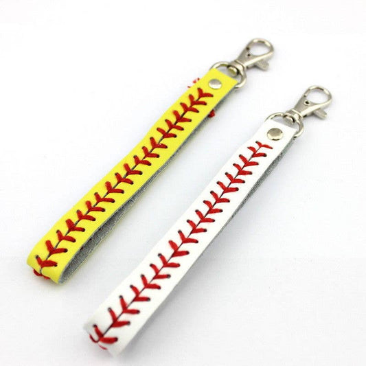 Softball and Baseball Key Chains Faux Leather: Softball